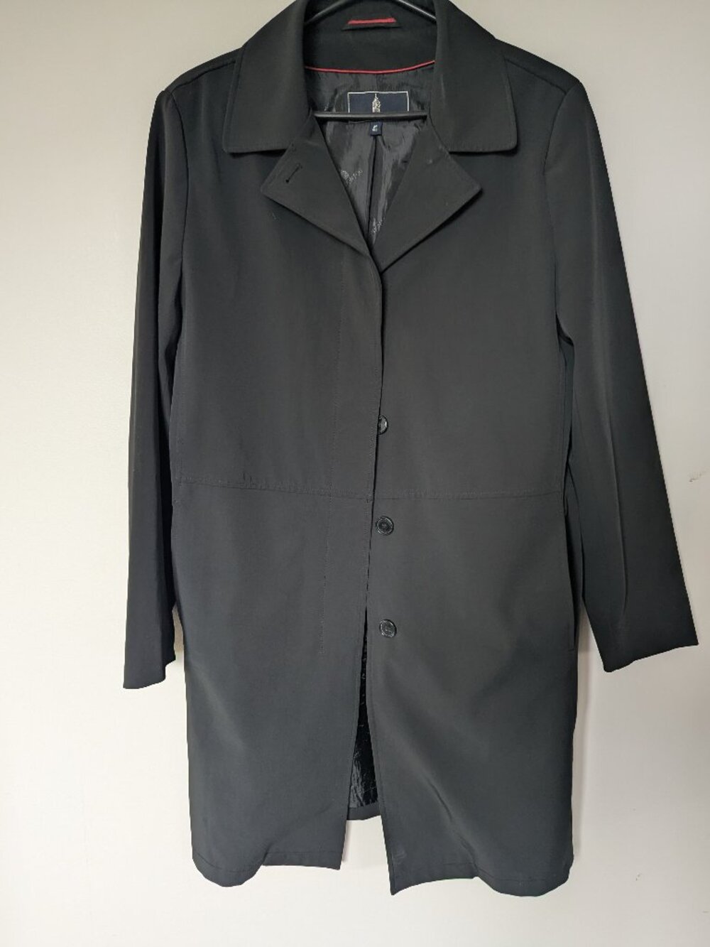 LONDON FOG Women's Zip Front Mid Length Black Trench Coat Size M